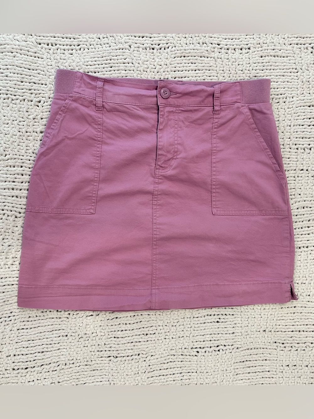 Lee Mauve-Pink Cotton Mini Skirt with Front Pockets